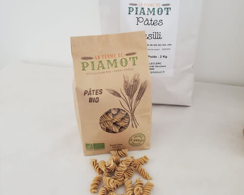 Pâtes semi-complète BIO cultivée et fabriquées à la ferme de Piamot